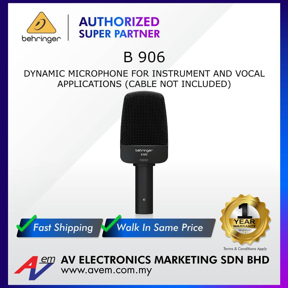 BEHRINGER B 906 (B906) Dynamic Microphone for Instrument and Vocal
